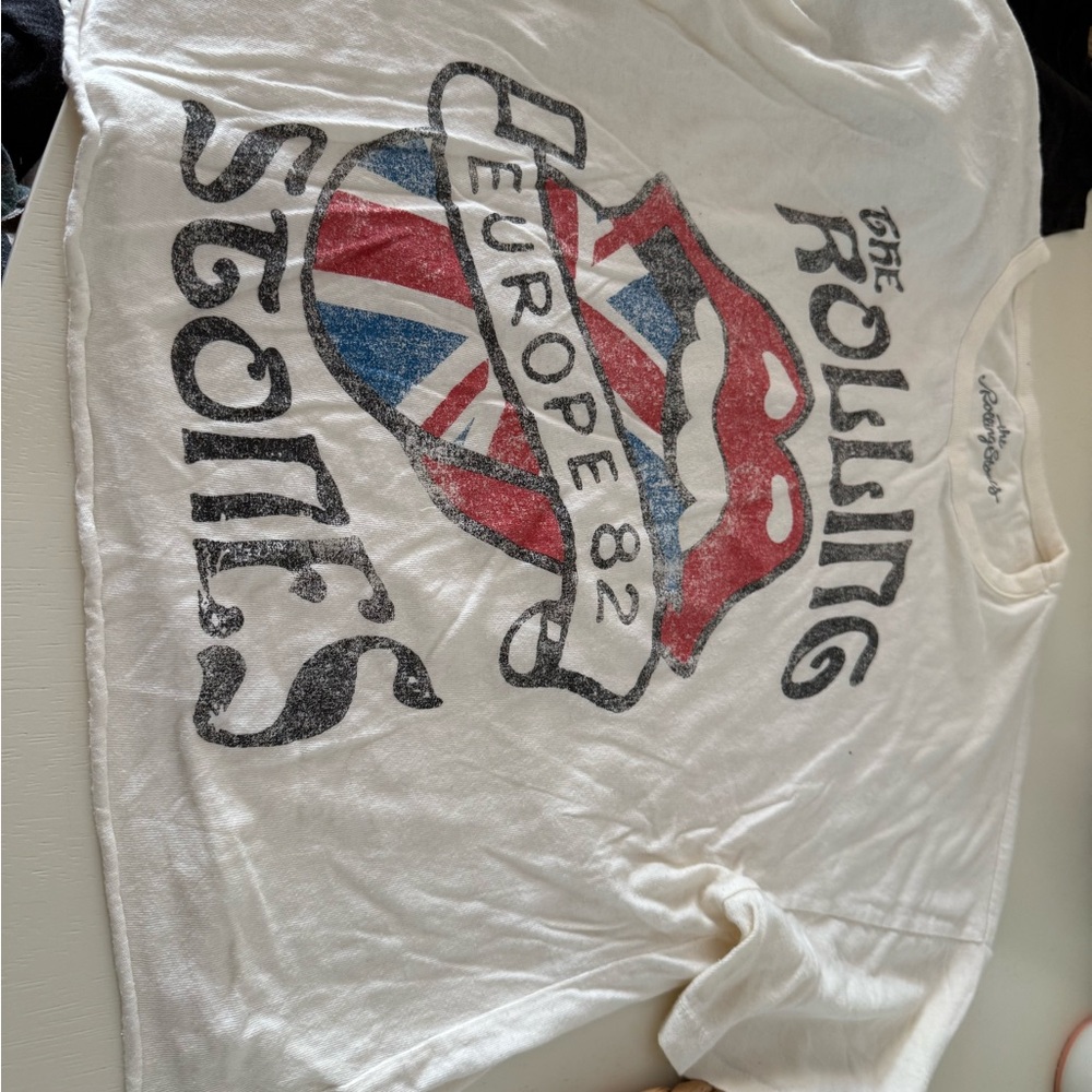 The Rolling Stones Europe '82 Tongue Logo Tee - White, women’s shirt